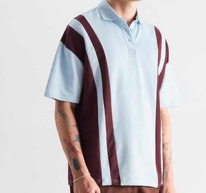 Polo Cumbre Sports avec logo personnalisé brodé, t-shirts à manches courtes surdimensionnés, rayures sportives, vêtements de sport de plein air, polos pour hommes grandes tailles - Product Image 6