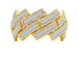 <b>Mens</b> Hip Hop Iced Out Zigzag Baguette Diamond <b>Ring</b> Lab Grown Pave 925 Sterling <b>Silver</b> 14K Gold Plated Luxury Statement Band - Product Image 1