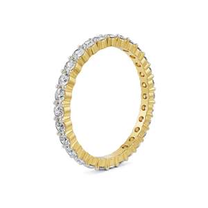 Bague Éternité Bicolore en Moissanite pour Femme, Sertie de Pierres Pavées, Finition Dorée, Cadeau Classique de Fiançailles, Bijou de Mariage en Argent 925 - Product Image 5