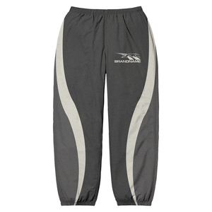BRANDNAME Unisex Sporty Tracksuit Pants Full Length Quick Dry Elastic Waist Side Pockets Gray with <b>Silver</b> Stripe Autumn Adult We - Product Image 3