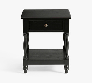 Mesita de Noche Tradicional de Madera Negra con 1 Cajón, Estante de Almacenamiento y Perilla Redonda - Product Image 1