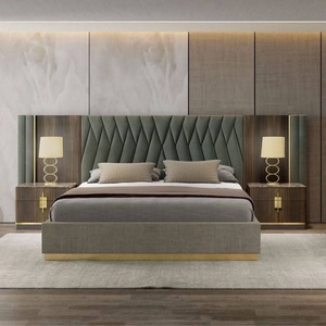Ensemble de chambre à coucher de style européen, structure en bois, ensemble de chambre à coucher rembourré, mobilier de chambre à coucher moderne pour la maison, la villa, les mariages. - Product Image 6