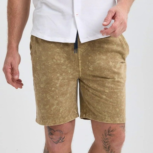 Acid Wash Vintage 100% Cotton Gym Shorts Custom Relaxed Fit <b>Elastic</b> Waist Breathable Anti-Wrinkle Workout Shorts Manufacturer - Product Image 4
