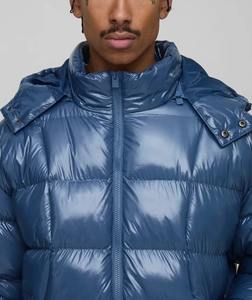 Vestes matelassées en duvet pour hommes à capuche et fermeture éclair, design brillant effet bulle, options de logo personnalisé, prix abordable - Product Image 3