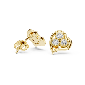 Diamante Cultivado en Laboratorio de Corte Redondo, Oro Puro de 14K/18K, Anillo de Tres Piedras con Corazón de Diamantes, 0.40CT DEF VVS, Regalo de Aniversario, Joyería Fina ODM - Product Image 4