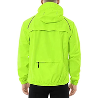 Veste coupe-vent à capuche pour homme, vert néon, coupe classique, veste de sport d'extérieur avec poches, légère et imperméable