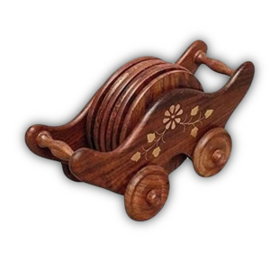 Juego de Posavasos de Madera Hechos a Mano, Diseño Tradicional Chino, 6 Piezas - Product Image 1