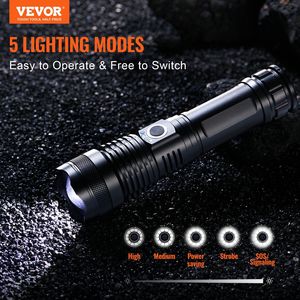 5 Lighting Modes Rechargeable IPX4 <b>LED</b> <b>Flashlight</b> 10000 Lumen High Luminosity Aluminum Alloy Handheld Waterproof Torch - Product Image 2