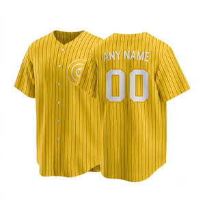 Maillot de baseball pour homme à manches courtes, rayé, col en V, personnalisable avec nom et numéro, respirant, en polyester, uniforme de baseball par sublimation - Product Image 5