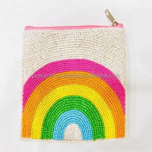 Wholesale Beaded Pouch Eye Heart Star Flamingo Coin Purse Novelty Motif Mini <b>Zip</b> Wallet Boutique Accessories - Product Image 6