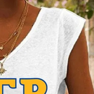 Camiseta sin mangas informal blanca con estampado de letras para mujer, estilo griego, top de verano, cómoda para uso diario, ropa personalizada - Product Image 5