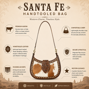 Bolso de Hombro de Cuero Hairon para Mujer, Bolso de Mano Occidental con Tachuelas de Cuero Vacuno Genuino, Bolso Boho con Diseño Repujado, Elegante y a la Moda para el Día a Día - Product Image 5