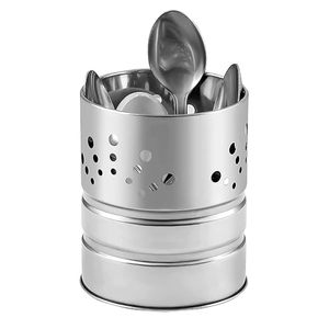 Stainless Steel Cylindrical <b>Kitchen</b> <b>Utensil</b> <b>Holder</b> With Perforated Design <b>For</b> Storage And Organization In Modern <b>Kitchen</b> - Product Image 5