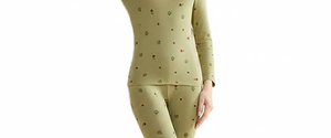 Ensemble de sous-vêtements thermiques pour femmes, long johns, couche de base en polaire, 100% coton, col rond, tricoté, respirant, automne-hiver - Product Image 3