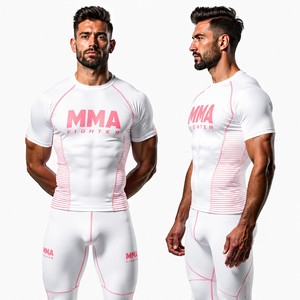 Vente en gros de rashguards MMA à manches courtes de haute qualité pour adultes, hauts de compression personnalisés pour BJJ, grappling, jiu-jitsu, sublimation, entraînement en salle de sport - Product Image 5