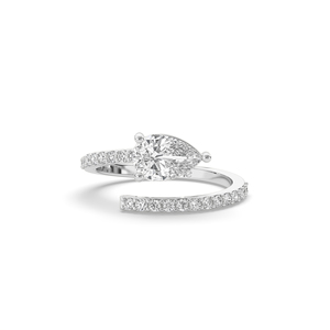 Bague de fiançailles personnalisée en or 14 carats avec diamant de laboratoire taille poire de 1,30 carat, style unique, légère et minimaliste, bijoux fins - Product Image 4