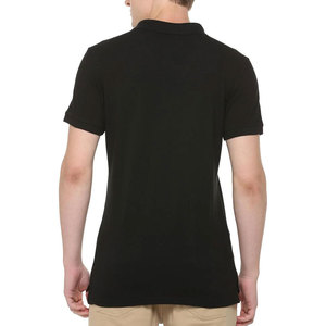 Polo de manga corta azul marino para hombre con cuello y puños rojos, diseño transpirable de algodón piqué informal. - Product Image 5