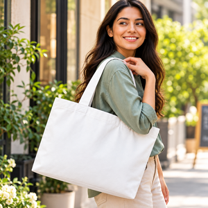 AMANI Large Eco-Friendly <b>Canvas</b> Tote Bag with Shoulder Handle for Supermarket <b>Beach</b> Daily Use - Product Image 4