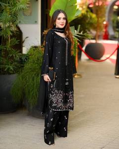 Ensemble Anarkali Salwar Kameez pour femmes, brodé, avec longue dupatta, tenue traditionnelle indienne et pakistanaise pour mariage et fête - Product Image 3