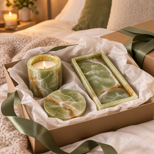 Natural Green Onyx Self-Care Gift Set Handmade <b>Candle</b> Tray and Coaster Bundle Wholesale Custom Logo Spa Home Decor - Product Image 4
