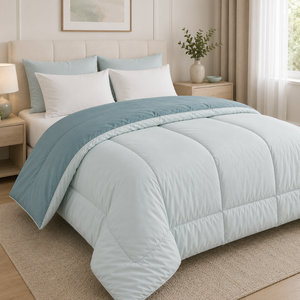 Warm 350 GSM Denim Sky Reversible Dual Tone Microfiber Comforter | Cozy Medium Weight <b>Bedding</b> <b>Quilt</b> for Modern Bedroom Daily Use - Product Image 1