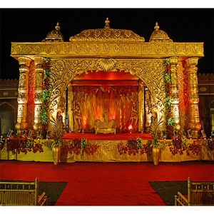 Mandap Dorado Tallado para Bodas Reales, Tradicional y Elegante, Portátil, Desmontable, de Fibra de Vidrio, Tamaño y Color Personalizables, Artículos para Fiestas - Product Image 1