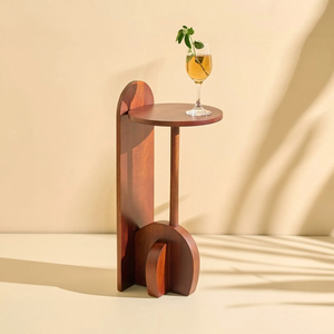 Table d'appoint en bois moderne, table ronde sculpturale, table d'appoint autoportante pour salon, chambre à coucher, décoration intérieure - Product Image 1