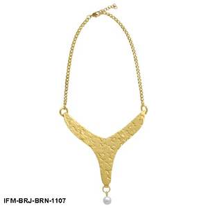 Collar con Colgante en Forma de Y Texturizado Sólido de Moda para Mujer, Hecho a Mano, Acabado Dorado, Cadena Ajustable de 22 cm, para Fiestas, Todas las Temporadas - Product Image 4