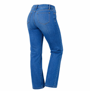 Personalizado de las mujeres Skinny Vintage azul de cintura alta Raw Hem Design Y2K Patchwork Jeans de pierna ancha Jeans Butt Lifting Bow Hole Pantalones - Product Image 5