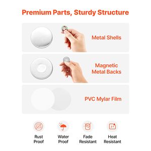 Suministros para hacer botones DIY: 50 juegos de imanes para refrigerador de 32 mm con carcasas metálicas y Mylar transparente - Product Image 5