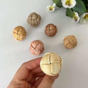 Ensemble de boutons de porte en rotin de luxe fait à la main boutons de traction naturels pour portes de tiroir de placard de commode de chambre - Product Image 2