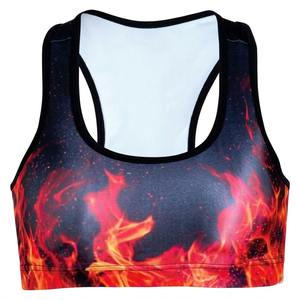 Soutien-gorge de sport personnalisé à sublimation avec motif flamme, maintien élevé, pour femme, respirant, idéal pour le fitness et le yoga - Product Image 1