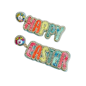 Pendientes Artesanales Boho con Perlas de Imitación y Cuentas de Vidrio Bordadas en Forma de Flor Multicolor, Joyería Artesanal Intrincada - Product Image 2