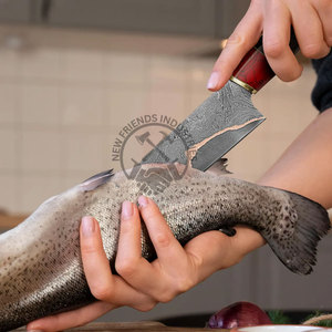 มีดเชฟเหล็กดามัสกัสทองแดงทำมือรุ่นใหม่ |   ใบมีดครัวมืออาชีพขนาด 8 นิ้ว ใช้ได้ทั้งสองมือ คมพิเศษ ด้ามไม้เวงเก้ - Product Image 4