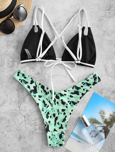 Conjunto de Bikini Texturizado Personalizado para Mujer, OEM, Marca Privada, Traje de Baño de Dos Piezas con Tiras Triangulares y Lazos Laterales, Proveedor de Trajes de Baño - Product Image 4