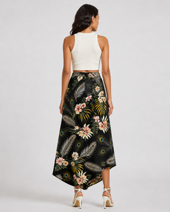 Jupe longue maxi à taille haute imprimé floral paon de qualité supérieure pour femme, vente en gros, fabricant sur mesure, jupe longue asymétrique pour l'été et la plage - Product Image 5