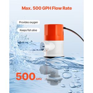 Pompa Aria Livewell 12V 500 GPH a Doppia Entrata, Pompa Livewell Diritta con Alloggiamento ABA e Cartuccia Motore Rimovibile per Pompe Marine - Product Image 2