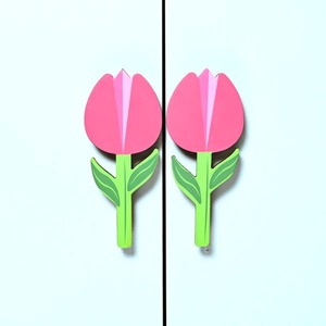 Nuevas tiradores de cajón de madera de acacia multicolor con diseño decorativo para niños, tiradores de cómoda con forma de tulipán, tiradores de muebles para habitación infantil, diseño moderno. - Product Image 5