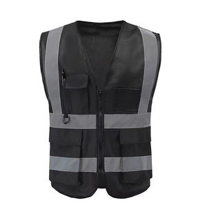 Gilet de sécurité réfléchissant personnalisé en gros avec fermeture éclair, fabricant OEM, fournisseur, polyester 120-160 GSM, production sous marque privée - Product Image 1