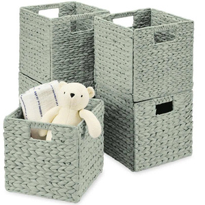 Lightweight Durable Eco-Friendly Organizer for Any Room Decor High-Quality <b>Foldable</b> Water Hyacinth Storage <b>Basket</b> Set - Product Image 1