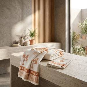 Juego de Toallas de Algodón Estilo Jaipuri, 1 Toalla de Baño y 2 Toallas de Mano, Estampado a Mano, Secado Rápido, Suaves, Ecológicas, para Baño y Viajes - Product Image 4