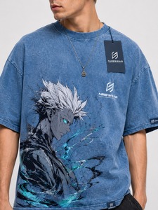 Camiseta Personalizada de Estilo Urbano con Hombros Caídos, Corte Cuadrado, Lavado Ácido, Tejido de Punto, 100% Algodón, Transpirable, Ecológica, de Secado Rápido y Alta Calidad para Hombre - Product Image 6