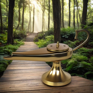 Laiton Finition Aluminium Aladdin Lampe Brûleur D'encens Traditionnel Marocain Lampe À Huile Vintage Génie Lampe Orné Brûleur D'encens - Product Image 1