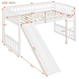 Letto a soppalco bianco singolo con scivolo e scaletta per bambini, prima noto come LT000504AAK - Product Image 6