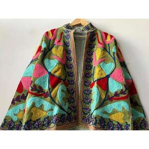 Chaqueta Corta de Algodón con Bordado Suzani, Estilo Boho, para Otoño, Regalo para Ella, Moda Artesanal - Product Image 3