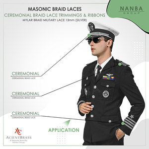 Professional Design High Quality Silver Thread Mylar Bullion Wire <b>Braid</b> Lace Traditional Ceremonial Uniform <b>Accessories</b> - Product Image 2