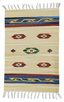 Tapis de pique-nique et de maison rectangulaire multicolore en coton tissé beige, motif floral moderne, lavable en machine, avec envers réversible, vente en gros