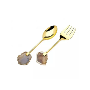 Ensemble de serveurs à salade en acier inoxydable doré en gros pour banquets et usage domestique au meilleur prix - Product Image 4