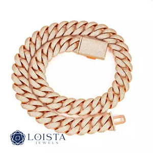 Collar de cadena cubana estilo hip hop con diamantes cultivados en laboratorio certificados por IGI, en oro, con incrustaciones de diamantes, para hombre. - Product Image 2