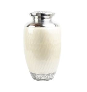 Urna Funeraria de Esmalte Blanco, Artesanía en Metal, Urnas a Precio Económico, Urnas Conmemorativas Hechas a Mano, Estilo Americano - Product Image 1